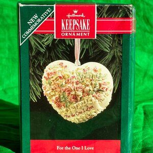 NIB 1992 Hallmark Keepsake “For the One I Love” Porcelain Christmas Ornament